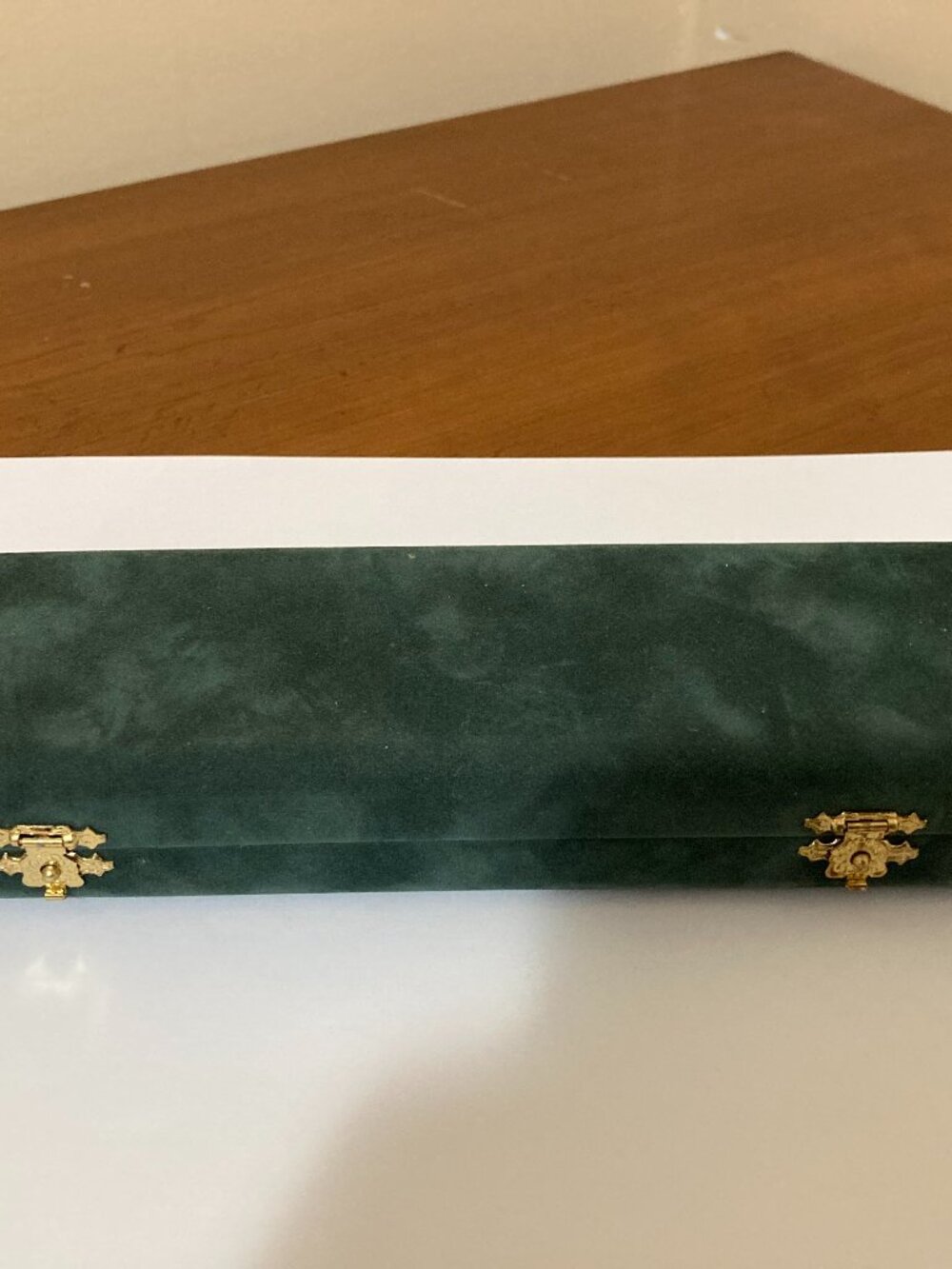 Faux Suede and Wood Bracelet Box Empty